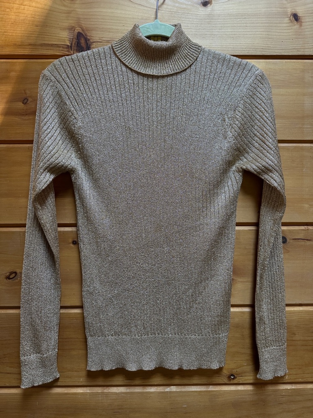 Vintage Monrose knitwear, gold sparkle  luster glittery knit mock turtleneck L